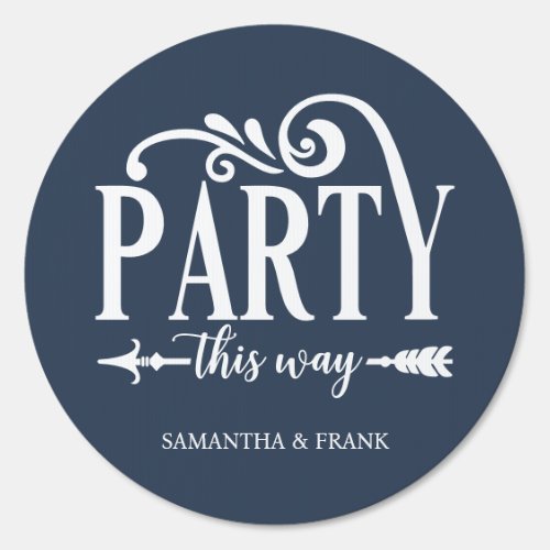 Custom Blue Party This Way Wedding Sign