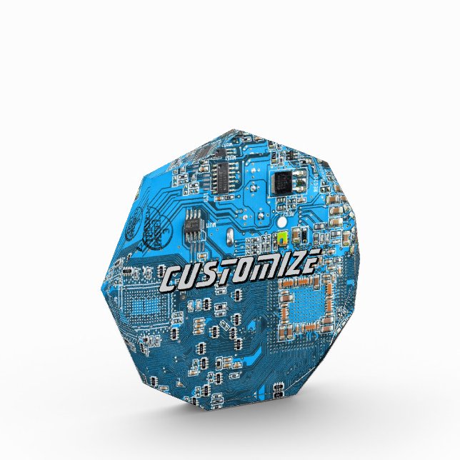 Custom Blue PCB Circuit Board for IT Pros 2 Acrylic Award (Left)