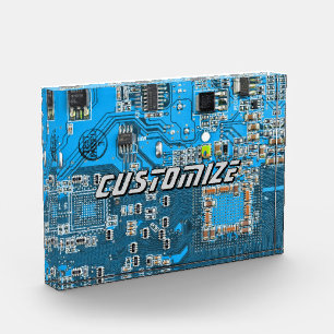 Custom Blue PCB Circuit Board for IT Pros 2 Acrylic Award