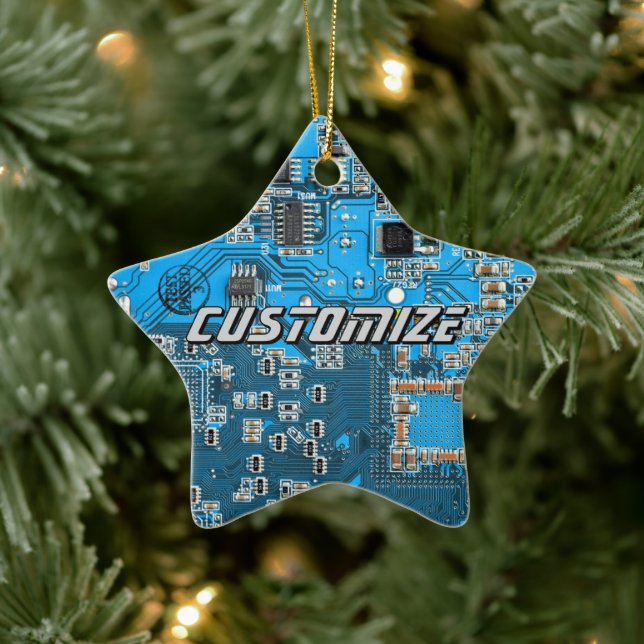Custom Blue PCB Circuit Board for IT Pros 2 Ceramic Ornament (Tree)