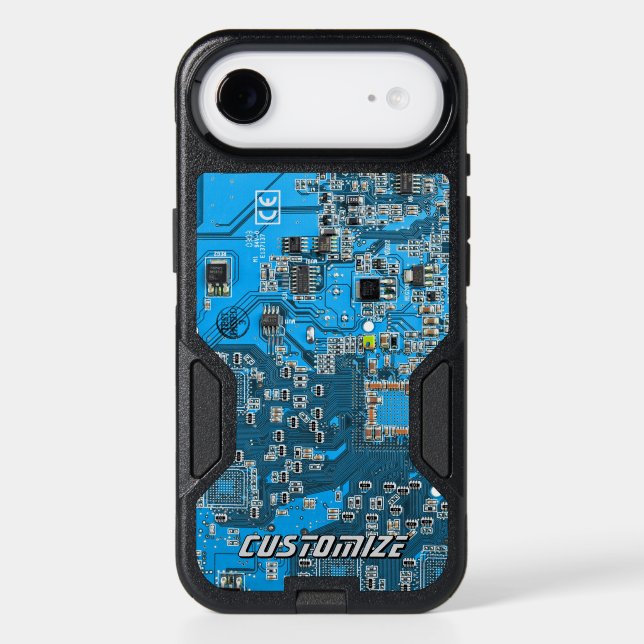 Custom Blue PCB Circuit Board for IT Pros 2 Otterbox iPhone Case (Back)