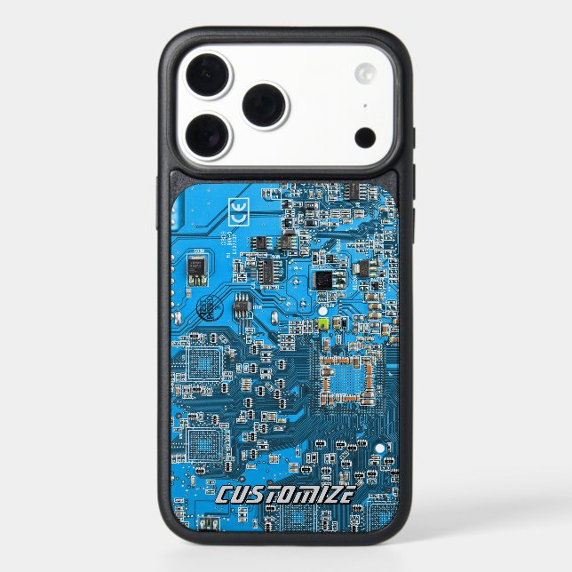 Custom Blue PCB Circuit Board for IT Pros 2 Otterbox iPhone Case (Back)