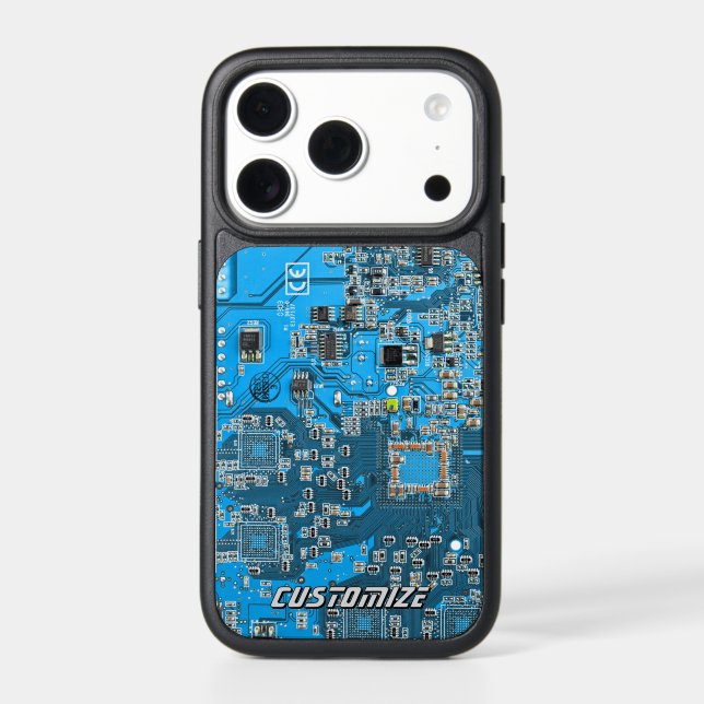 Custom Blue PCB Circuit Board for IT Pros 2 Otterbox iPhone Case (Back)
