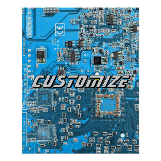 Custom Blue PCB Circuit Board for IT Pros 2 Poster