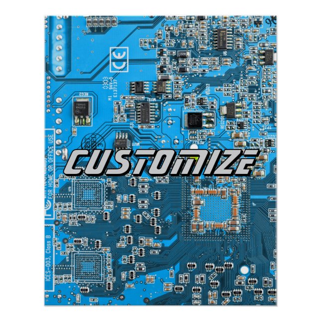 Custom Blue PCB Circuit Board for IT Pros 2 Poster (Front)