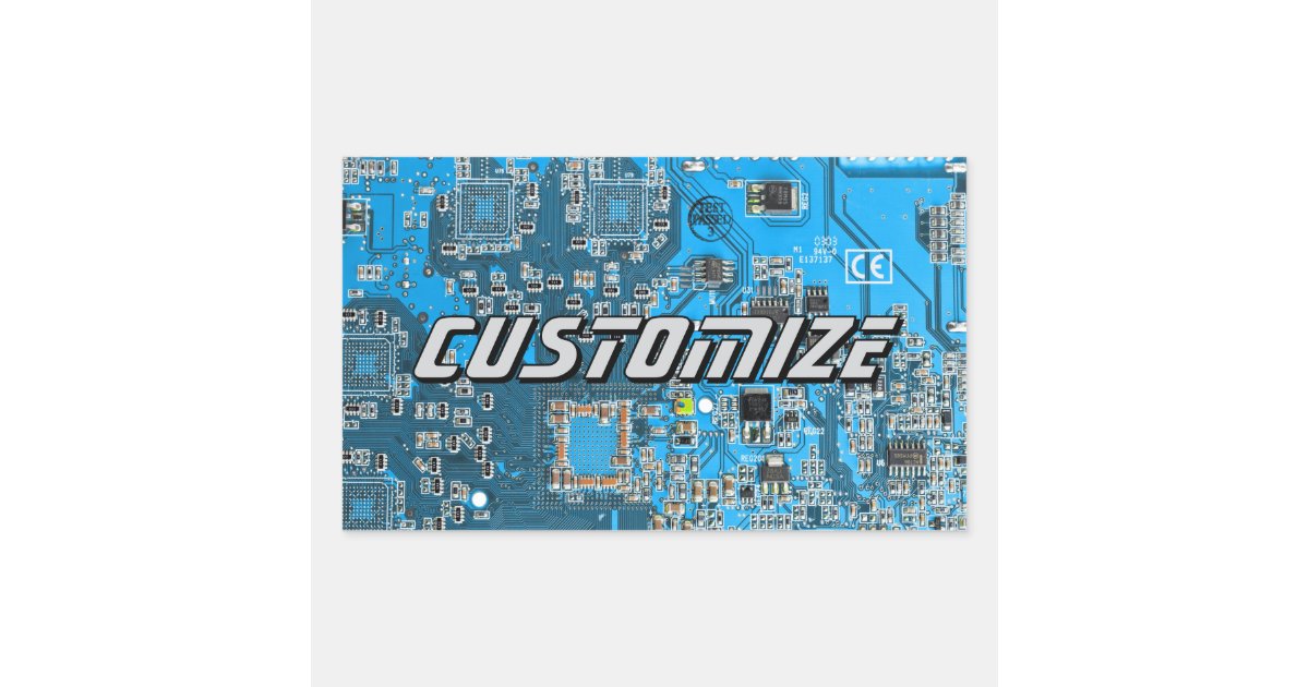 Custom Blue PCB Circuit Board for IT Pros 2 Rectangular Sticker | Zazzle