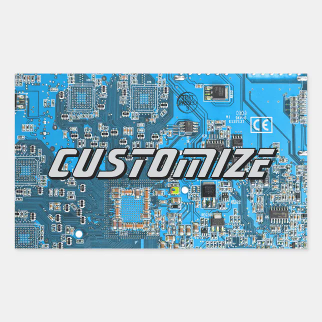 Custom Blue PCB Circuit Board for IT Pros 2 Rectangular Sticker | Zazzle