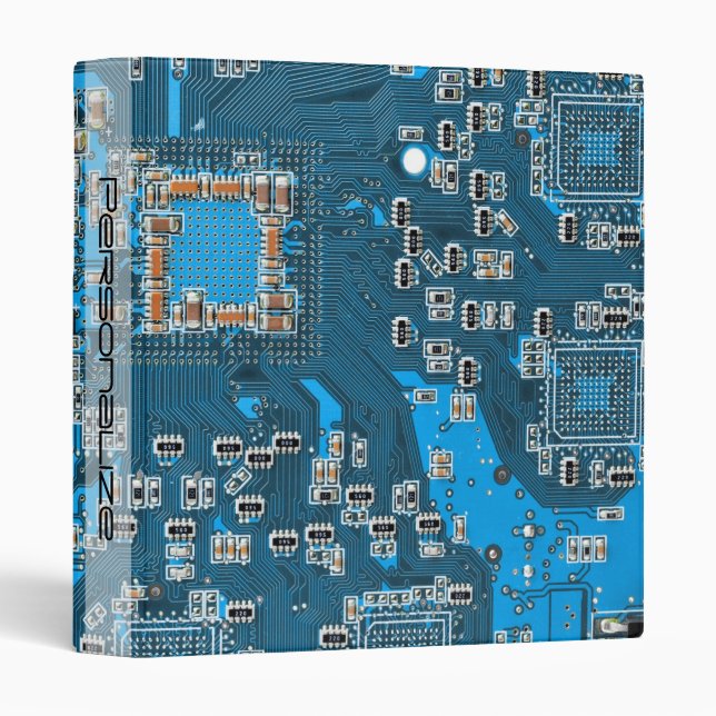 Custom Blue PCB Circuit Board for IT Pros 3 Ring Binder (Front/Spine)
