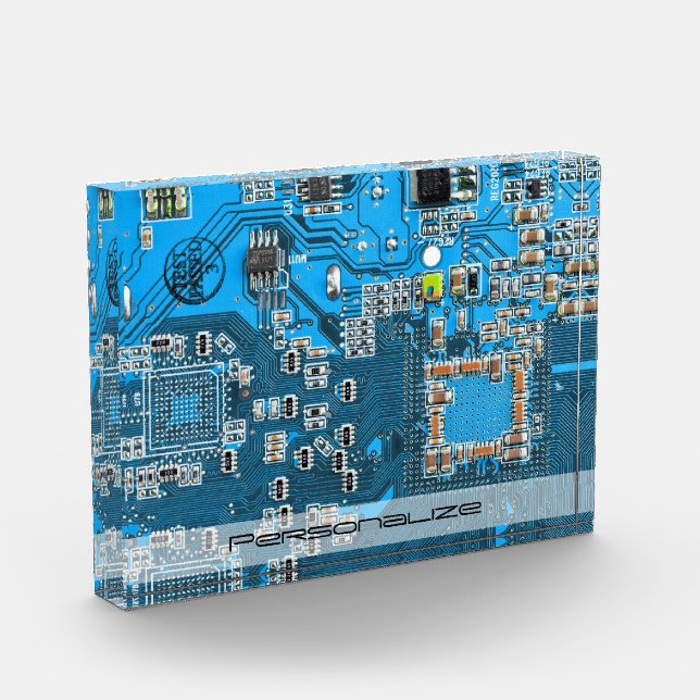 Custom Blue PCB Circuit Board for IT Pros Acrylic Award (Left)