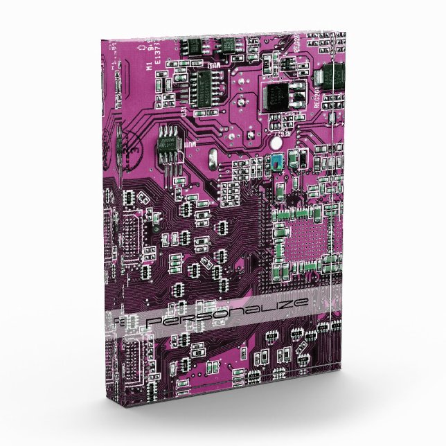 Custom Blue PCB Circuit Board for IT Pros Acrylic Award (Left)