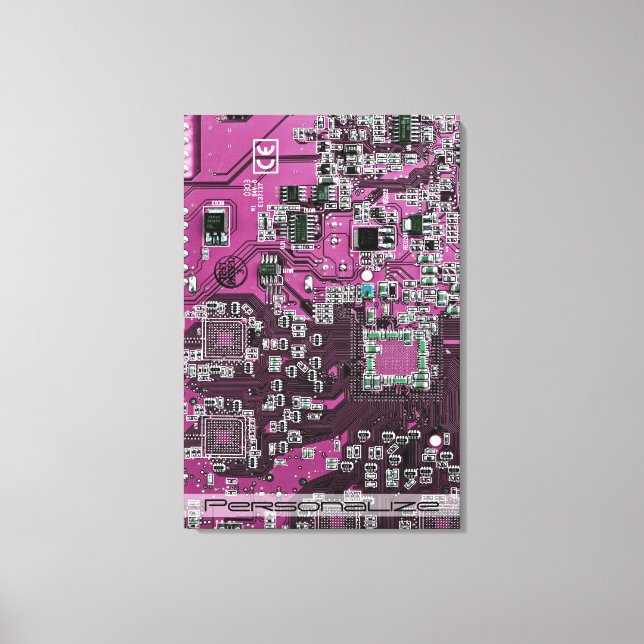 Custom Blue PCB Circuit Board for IT Pros Canvas Print (Front)