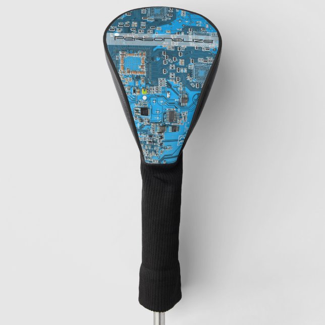 Custom Blue PCB Circuit Board for IT Pros Golf Head Cover (Front)