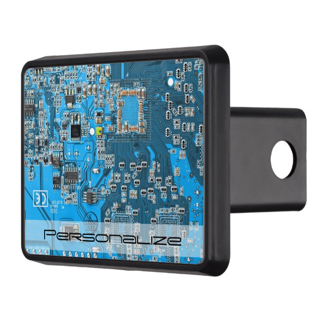 Custom Blue PCB Circuit Board for IT Pros Hitch Cover (Left)