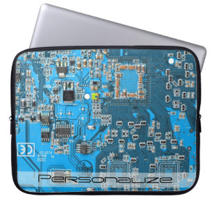 Custom Blue PCB Circuit Board for IT Pros Laptop Sleeve