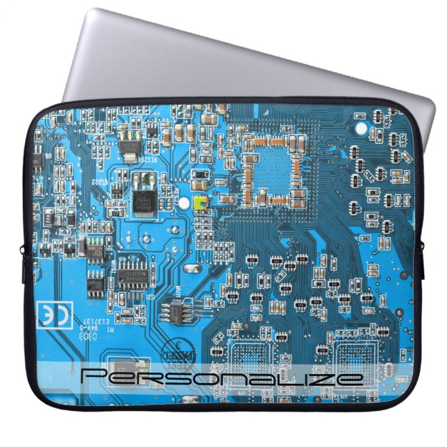 Custom Blue PCB Circuit Board for IT Pros Laptop Sleeve (Front)