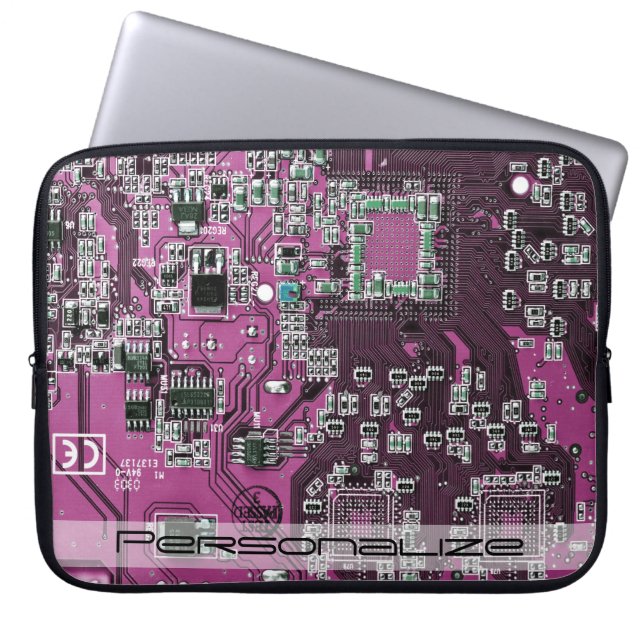 Custom Blue PCB Circuit Board for IT Pros Laptop Sleeve (Front)