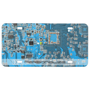 Custom Blue PCB Circuit Board for IT Pros License Plate