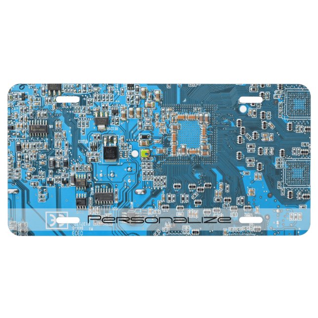 Custom Blue PCB Circuit Board for IT Pros License Plate (Front)