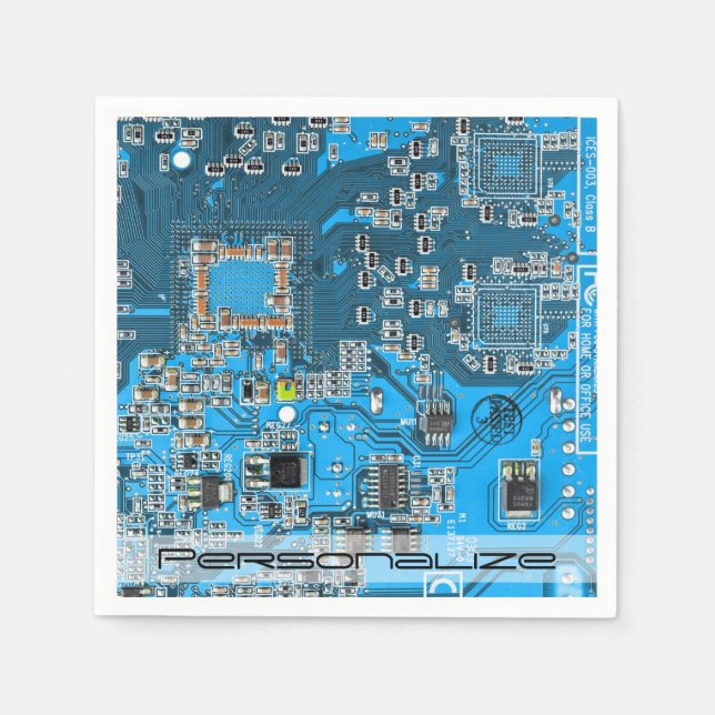 Custom Blue PCB Circuit Board for IT Pros Napkins (Front)