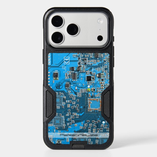 Custom Blue PCB Circuit Board for IT Pros Otterbox iPhone Case (Back)