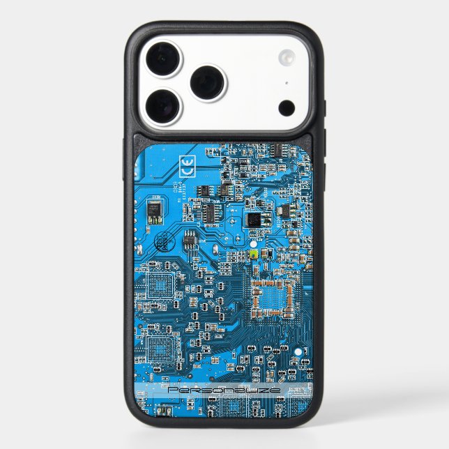 Custom Blue PCB Circuit Board for IT Pros Otterbox iPhone Case (Back)