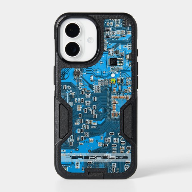 Custom Blue PCB Circuit Board for IT Pros Otterbox iPhone Case (Back)
