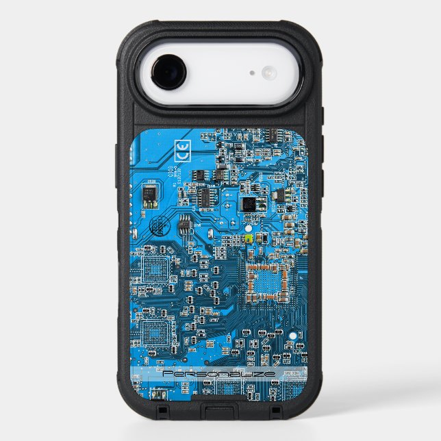 Custom Blue PCB Circuit Board for IT Pros Otterbox iPhone Case (Back)