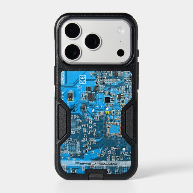 Custom Blue PCB Circuit Board for IT Pros Otterbox iPhone Case (Back)