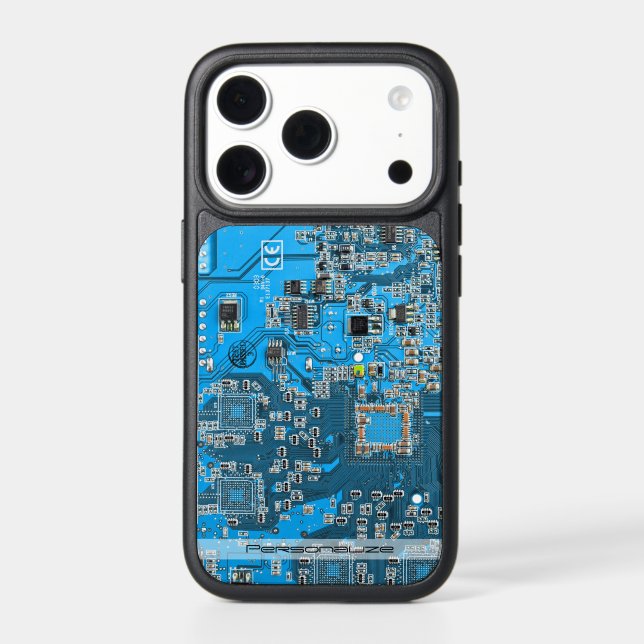 Custom Blue PCB Circuit Board for IT Pros Otterbox iPhone Case (Back)