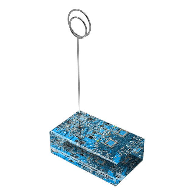 Custom Blue PCB Circuit Board for IT Pros Place Card Holder (Corner)