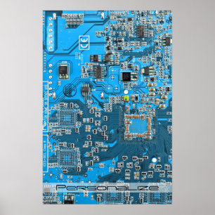 Custom Blue PCB Circuit Board for IT Pros Poster