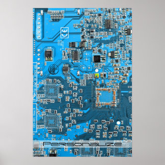 Custom Blue PCB Circuit Board for IT Pros Poster