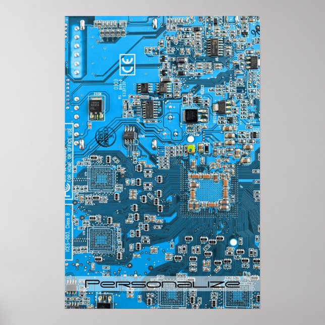 Custom Blue PCB Circuit Board for IT Pros Poster (Front)