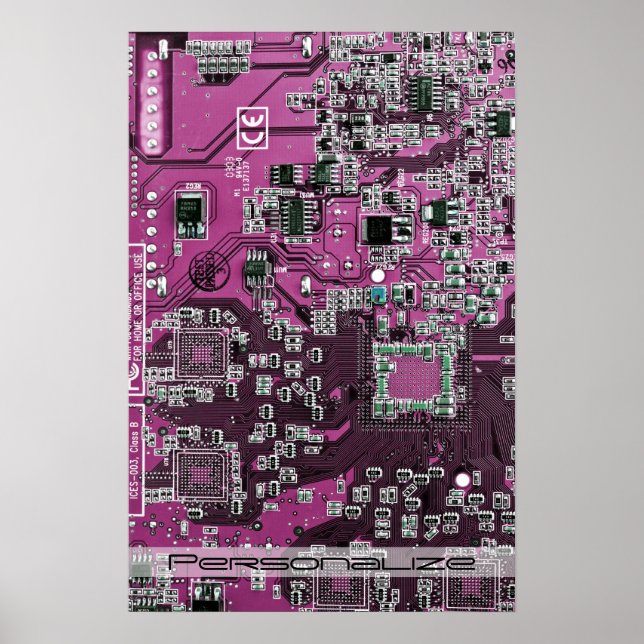 Custom Blue PCB Circuit Board for IT Pros Poster (Front)