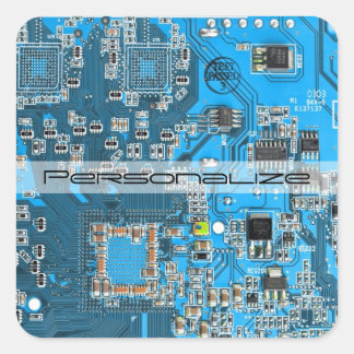 Custom Blue PCB Circuit Board for IT Pros Square Sticker