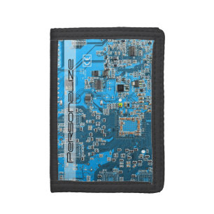 Custom Blue PCB Circuit Board for IT Pros Trifold Wallet