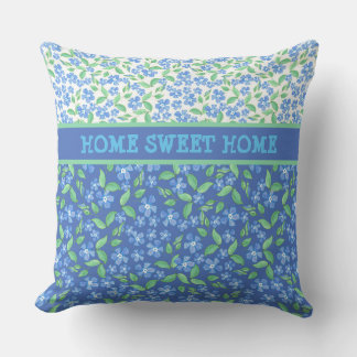 Custom Blue Periwinkles Ditsy Floral Patterns Throw Pillow