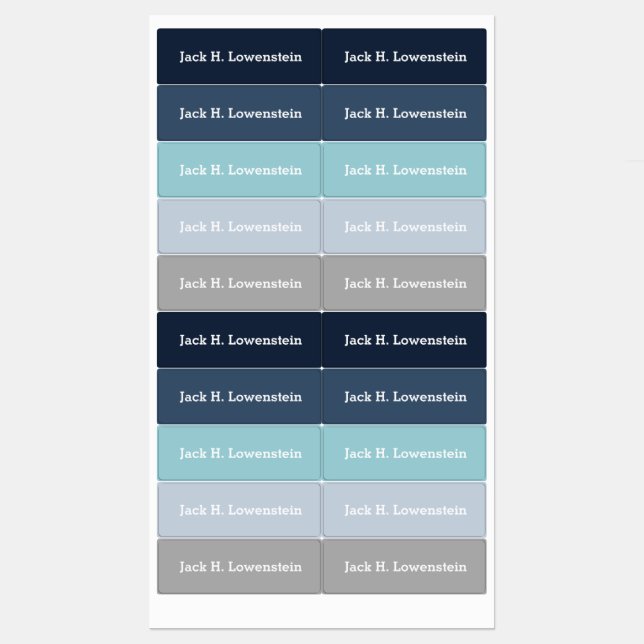 Custom Blue Personalized Name School Waterproof  Kids' Labels (Sheet)