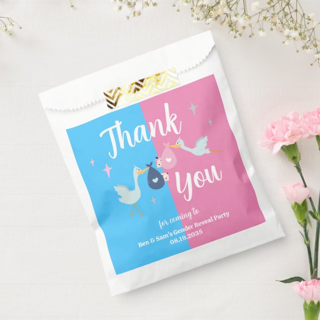 Custom Blue Pink Gender Reveal Party Thank You Favor Bag (Sealed)
