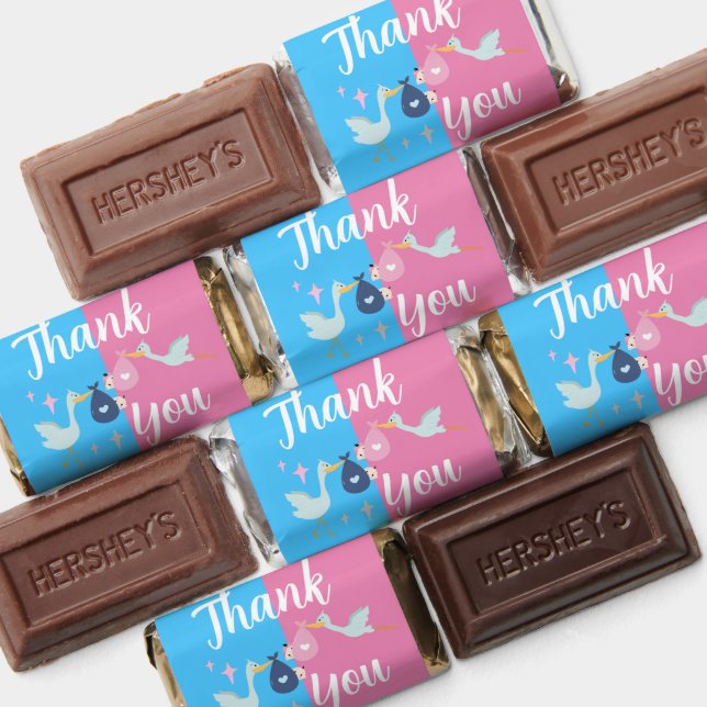 Custom Blue Pink Gender Reveal Party Thank You Hershey's Miniatures (Assorted)