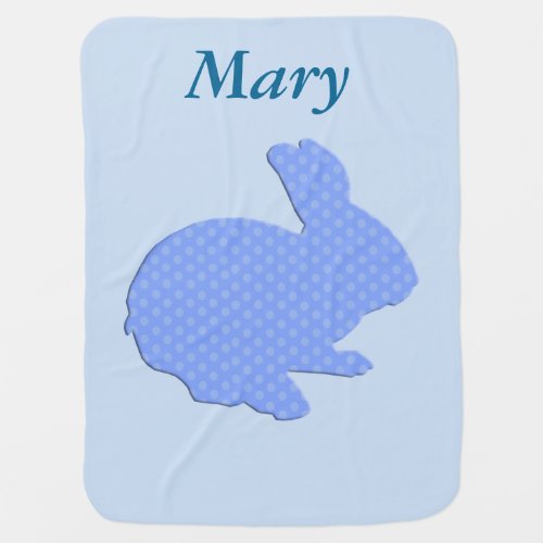 Custom Blue Polka Dot Silhouette Rabbit Blanket