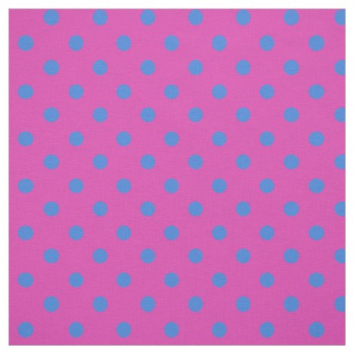 Custom Blue Polka Dots on Magenta Pattern Fabric