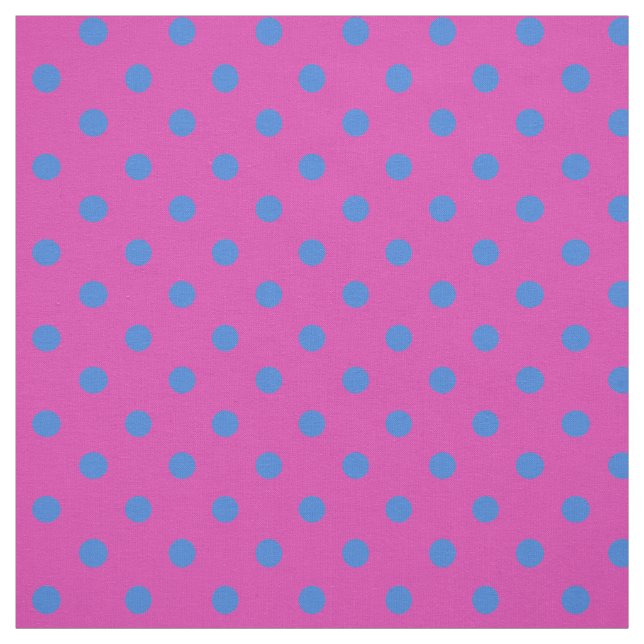 Custom Blue Polka Dots on Magenta Pattern Fabric (Swatch)