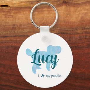 Custom Blue Poodle   Personalized Dog Mom Gift Keychain