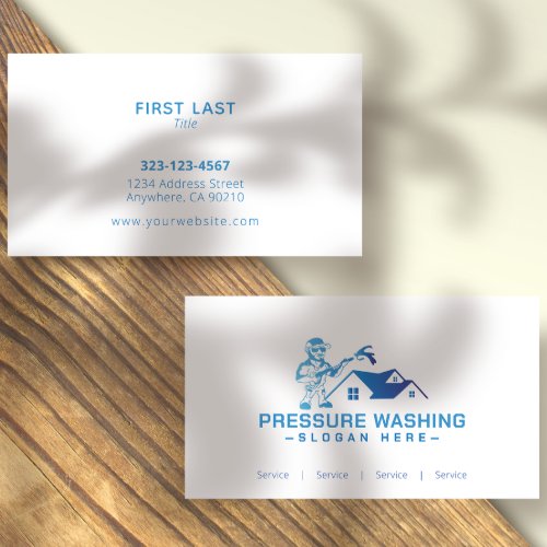 Custom Blue Pressure Washing White Business Cards