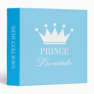 Custom blue prince crown baby boy photo album 3 ring binder