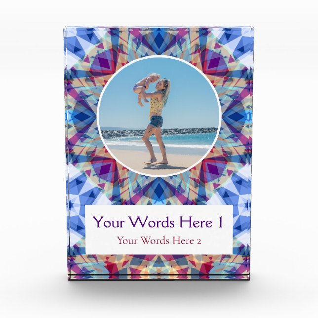 Custom Blue Purple Star Mother’s Day Mom Mama Gift Photo Block (Front)