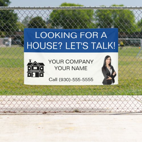 Custom Blue Realtor Real Estate Logo Marketing Banner