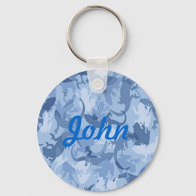Custom Blue Reptile Camouflage Key Chain (Front)