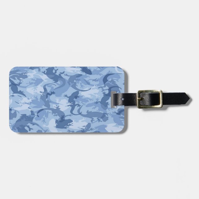 Custom Blue Reptile Camouflage Luggage Tag (Front Horizontal)